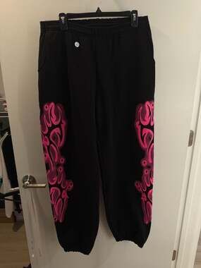 By Lefty Black Pink Tribal Airbrush Sweatpants Size Large